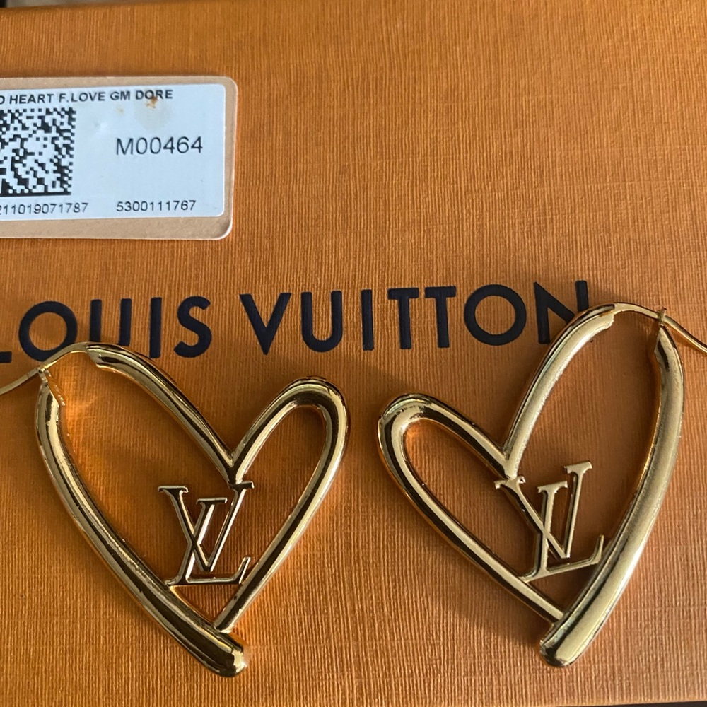 LV initials hoop gold earrings